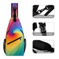 thumbnail image 3 of Full Print Chest Bag 8×15in Outer Large Bag On Both Sides Of Mesh Bag Inside Pocket Design Sponge Pad Shoulder Strap DarkOrchid Tie Dye Background Rainbow Colors (2), 3 of 8