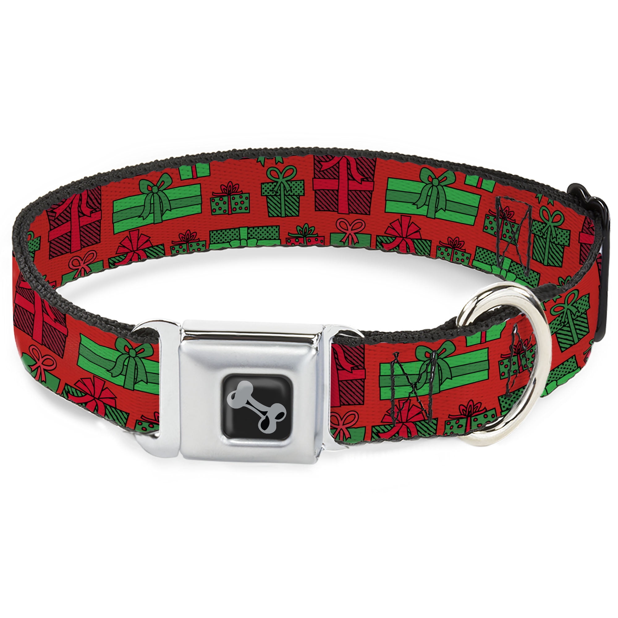 Buckle-Down Pet Collar Dog Collar Metal Seatbelt Buckle Christmas Holiday Gifts Packaged Red Greens 20 to 31 Inches 1.5 Inch Wide