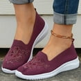 thumbnail image 3 of Wedge Slip on Walking Shoes for Women Woven Lightweight Comfortable Flower Embroidered Driving Loafers, 3 of 6