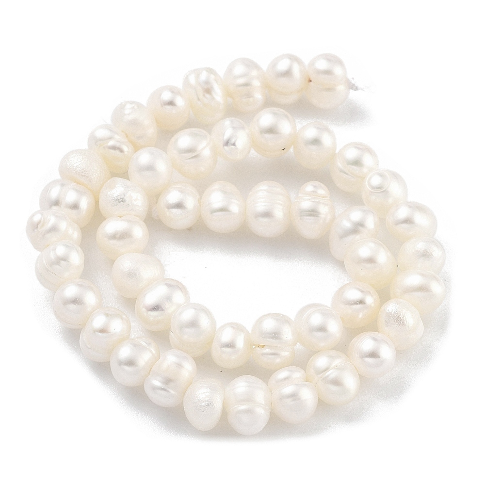 4strands Cultured Freshwater Pearl Beads Strands Potato Floral White 3.8~4.2mm Hole: 0.6mm about 43pcs/strand 6.50 inch(16.5cm)