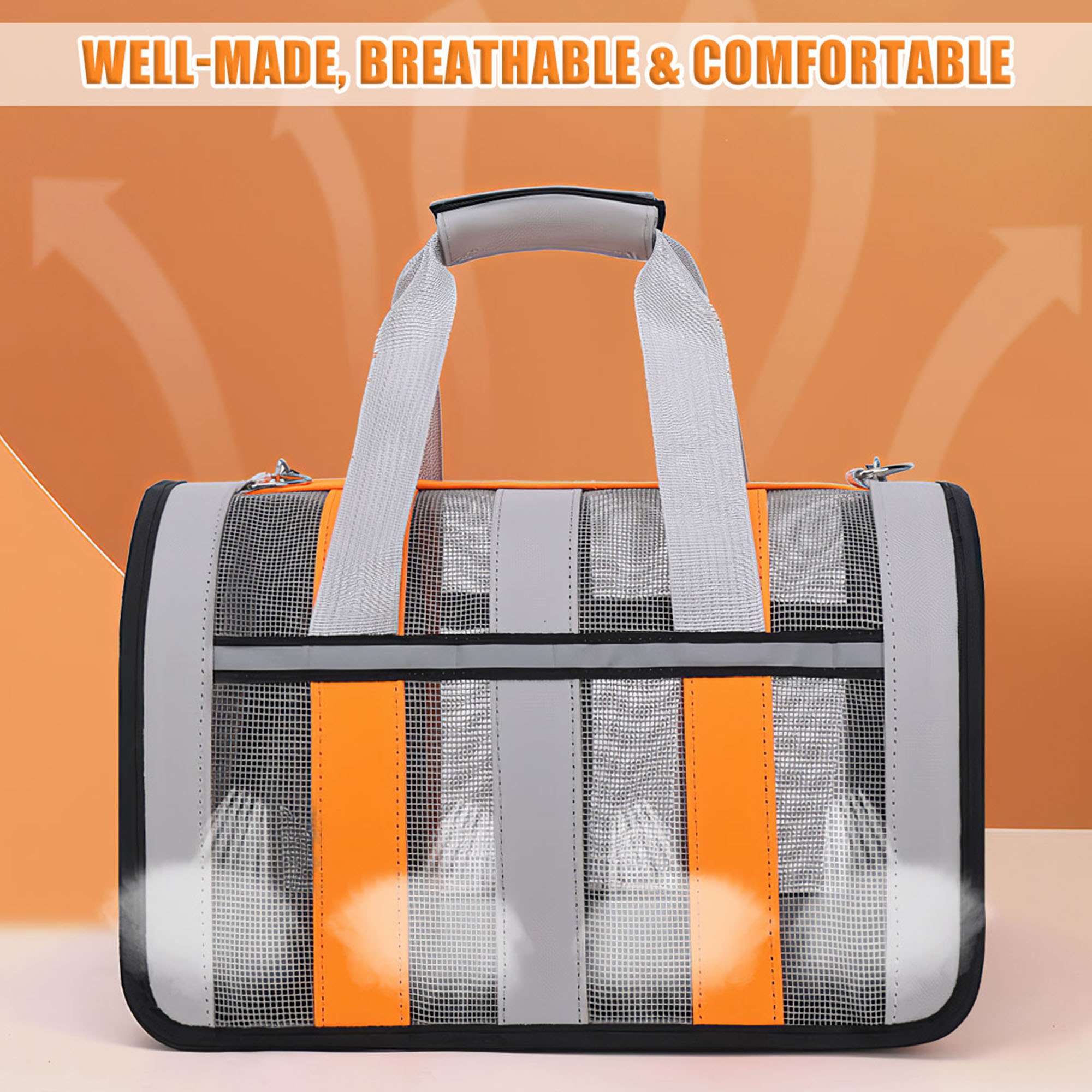 Deago Soft Sided Mesh Pet Travel Carrier for Small Cats Dogs, Collapsible Puppy Carrier Bag with Reflective Strip - Green