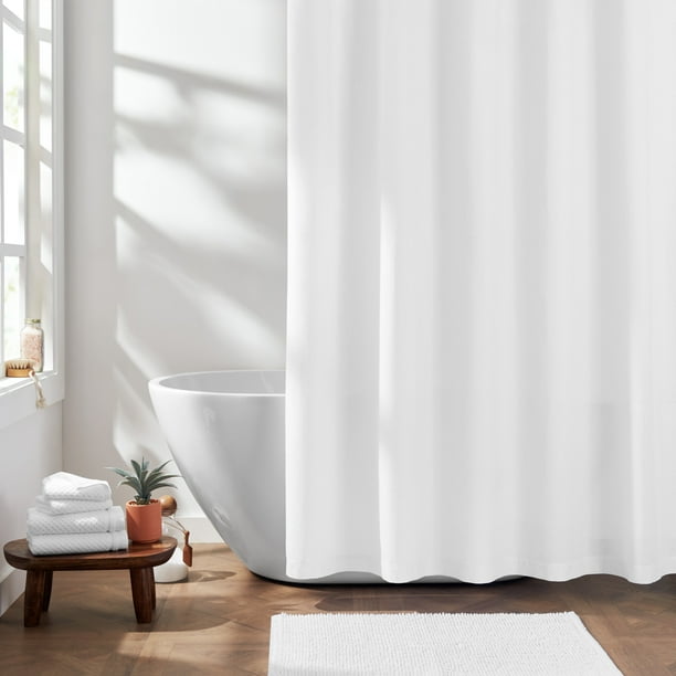 Gap Home Solid Textured Organic Cotton, White Shower Curtain Textured