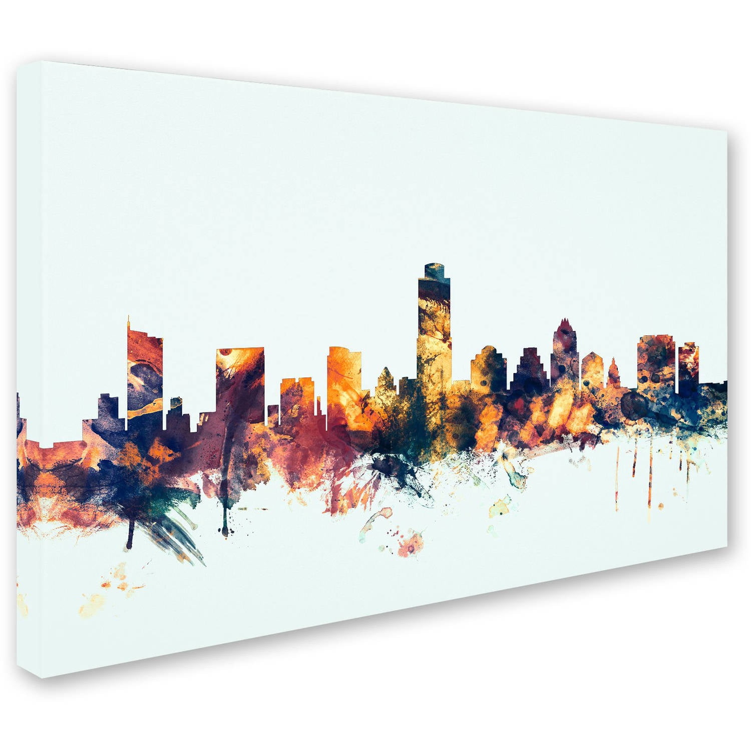 Trademark Fine Art "Austin Texas Skyline Blue" Canvas Art by Michael Tompsett