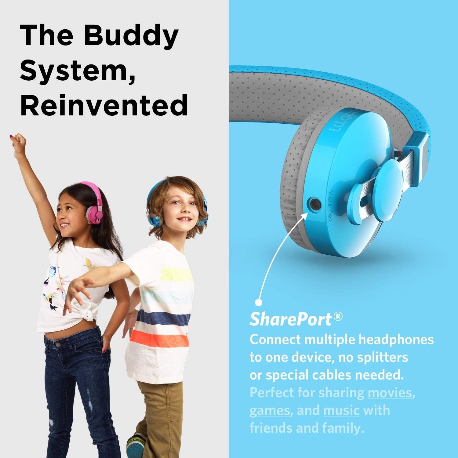 LilGadgets Untangled Pro Wireless Kids Headphones, On-Ear Bluetooth Toddler Headset with Built-In Microphone, Hassle-Free Design, No More Tangled Wires, Perfect for Children in School, Blue