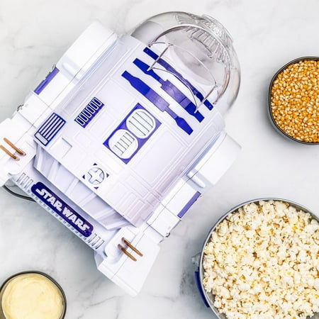 Uncanny Brands Star Wars R2D2 Popcorn Maker- Fully Operational Droid Kitchen Appliance - White