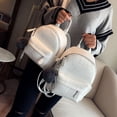 thumbnail image 5 of Bolso de moda informal de cuero suave para mujer coreana, mini mochila única con estampado de piedras a juego, 5 of 5