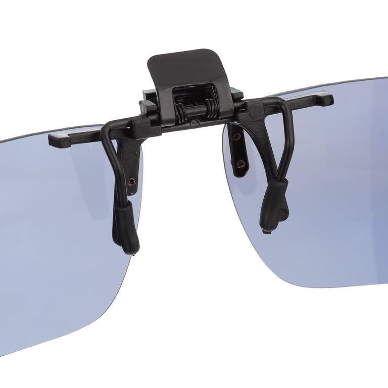 Polar Optics Flip-Up Clip-On Rectangle Sunglasses, Gray photo 3