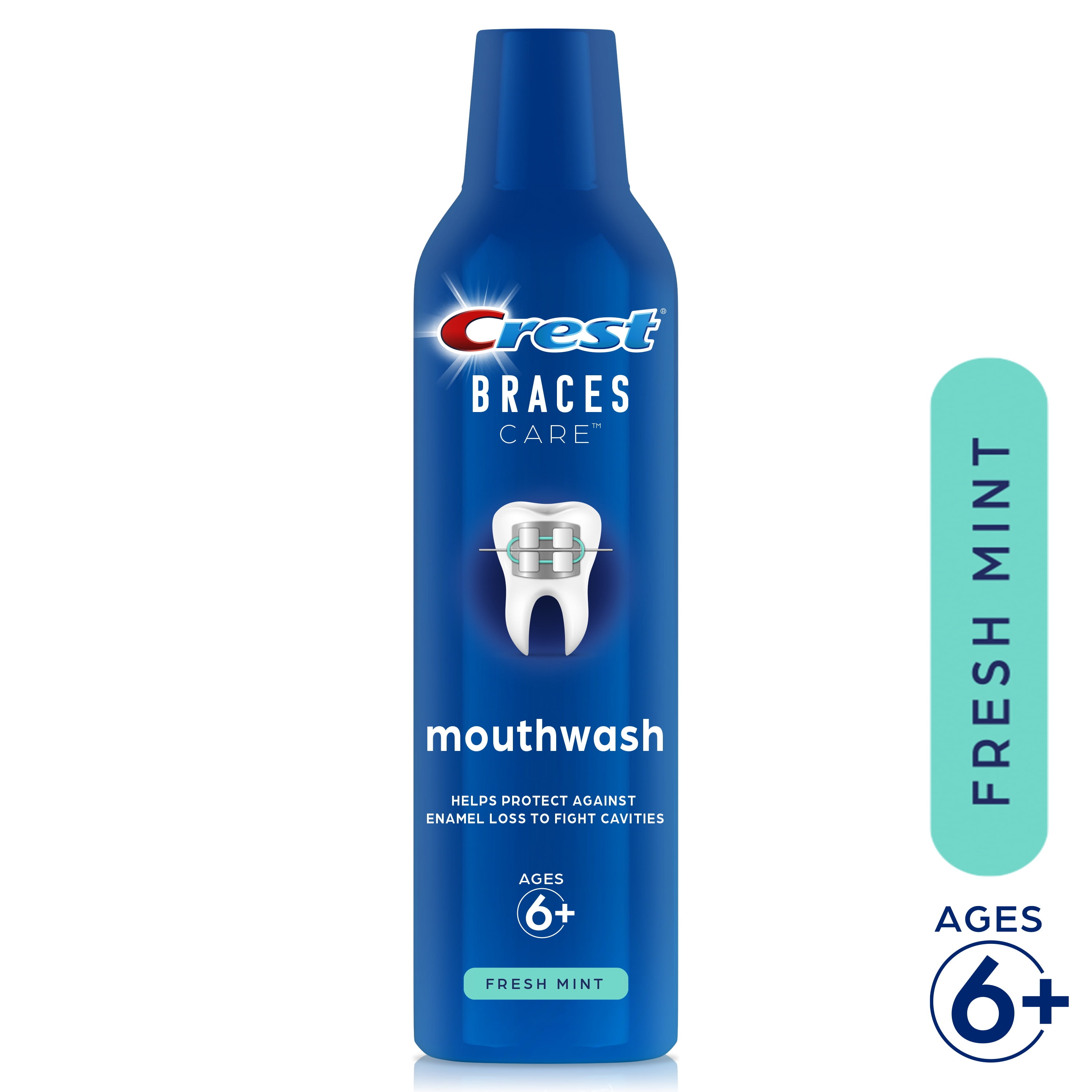 Crest Braces Care Mouthwash, Fresh Mint, 16 fl oz, For Ages 6