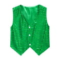 thumbnail image 3 of YONGHS Kids Boys Glittery Sequined Vest Top Waistcoat Costume for Choir Jazz Dance 7-15 Green 12-13, 3 of 7