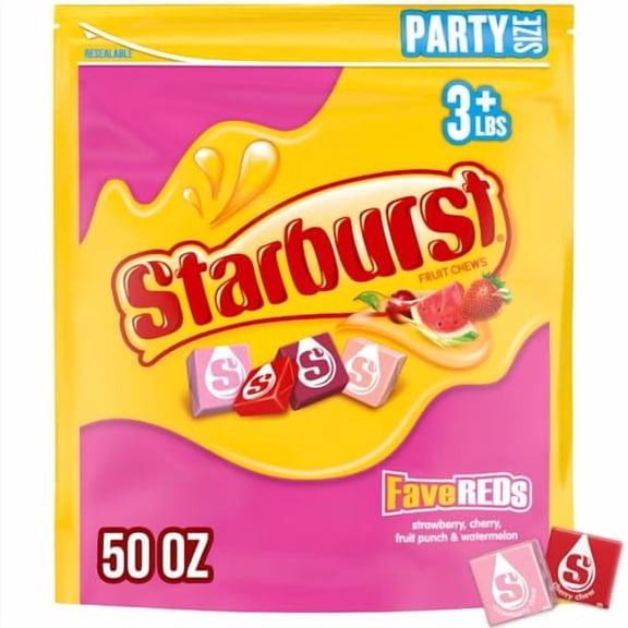 STARBURST FaveReds Fruit Chews Candy 50-Ounce Party Size Bag