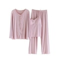 thumbnail image 2 of Casual Summer Outfits for Women Button Down Tops with Removable Chest Pads Cami Long Pants 3-Piece Set Pink, XL, 2 of 7