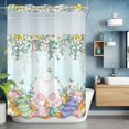 thumbnail image 6 of Easter Bunny Tail No Hooks Shower Curtain with Snap-in Liner Spring Colored Eggs Floral Leaf Gradient Green Shower Curtains for Bathroom, Waterproof, Easy Install, Washable 60"x72", 6 of 9