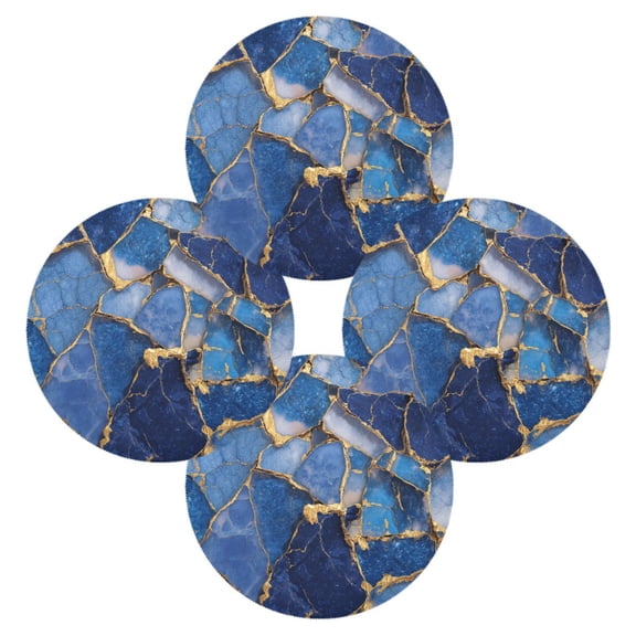 RMDQTR Kintsugi Waves Of Sapphire Round Placemats Set of 4 Heat Resistant Washable Kitchen Table Decorations 15.4in