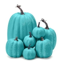 7 Pcs Assorted Sizes Artificial Pumpkins Fall Decor Fake Faux Foam Pumpkins for Halloween Thanksgiving Harvest Home Table Decor (Pink)