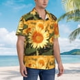 thumbnail image 3 of Balery Golden Sunflower In Field Camisas hawaianas de manga corta para hombre, camisas playeras de corte holgado, camisas de vacaciones con botones,Small, 3 of 7