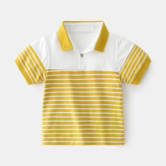 Gyujnb Boys Striped Short Sleeve Polo Shirt Breathable Comfortable Casual Summer Kids Daily Wear,6-7 Years