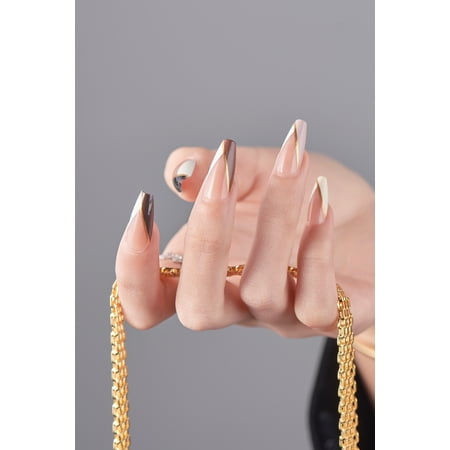 1 cm² Art Ready-To-Press collection. Long Coffin Lala Crush, 30 pieces press on nails