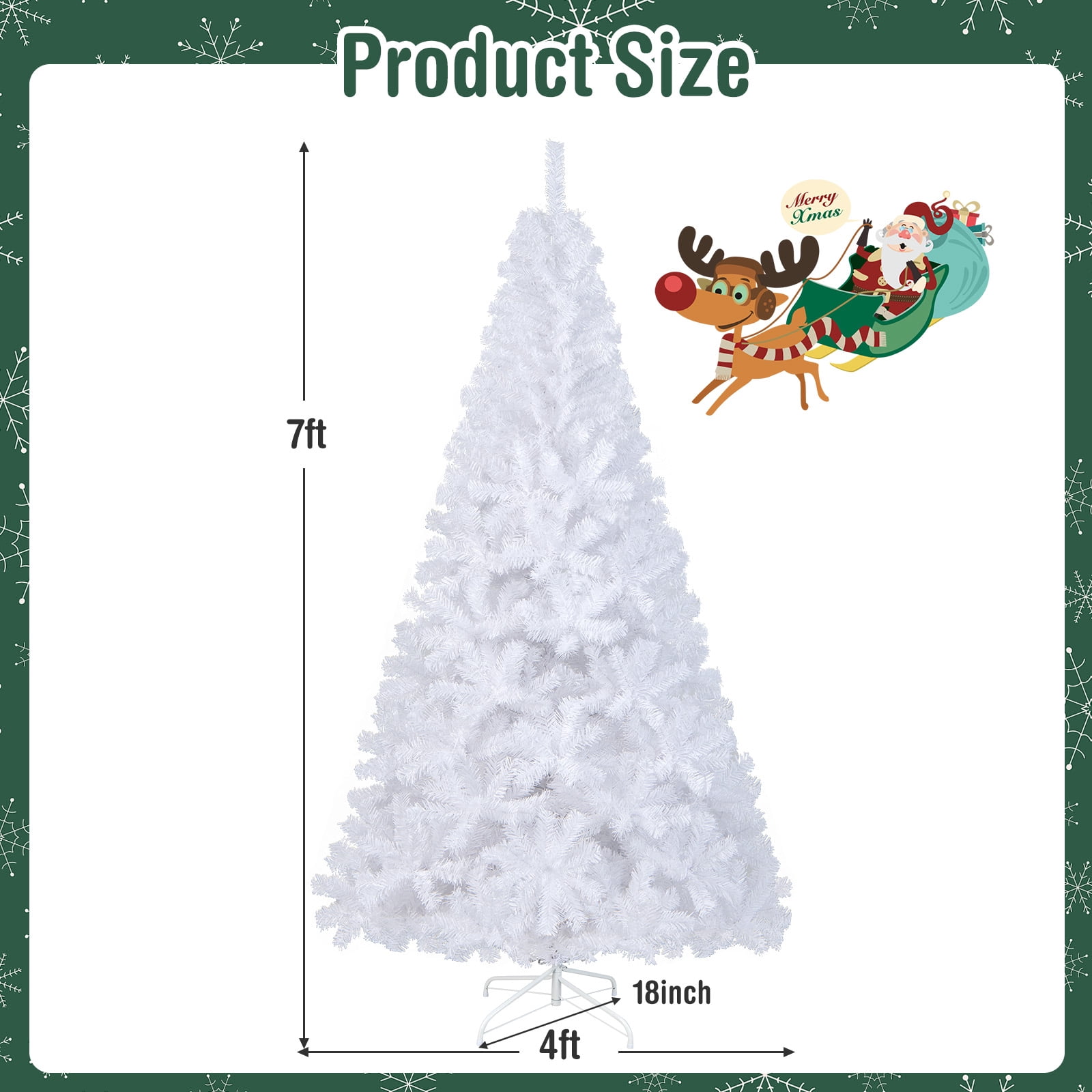 Topbuy 7'Artificial White PVC Christmas Tree Outdoor w/ Metal Stand and Anti-scratching Cover