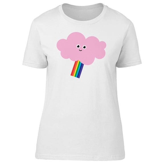 Cute Happy Rainbow And Cloud T-Shirt Women -Image by Shutterstock, Female Medium