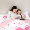thumbnail image 4 of Erosebridal Princess Ribbon Twin Bedding Sets 7-Piece for Kid, Butterfly Knot Bedding Comforter Set, White Pink, 4 of 7