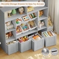 thumbnail image 4 of Hiphuta 49" Wide 4-Tier Toy Storage Organizer, Wood Kid Bookcase with 6 Boxes & 4 Removable Drawers, Bookshelf for Kids' Room, Classroom, Gray + White Boxes, 4 of 7