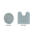 thumbnail image 2 of Better Trends 2 Piece Premium Bathroom Rug Set 100% Cotton Soft Tufted Reversible Bath Rug Water absorbent Bath Mat Ideal for Bathroom Shower and Tub Use, Edge Collection Blue (18" x 20" | 20" x 20"), 2 of 3