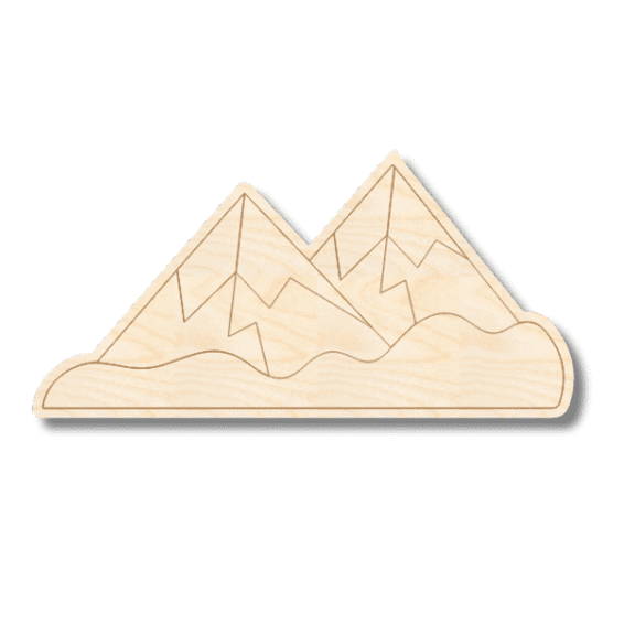 Unfinished Wood Etched Mountain Range Shape | Paint By Line Crafts 18" / 1/4"