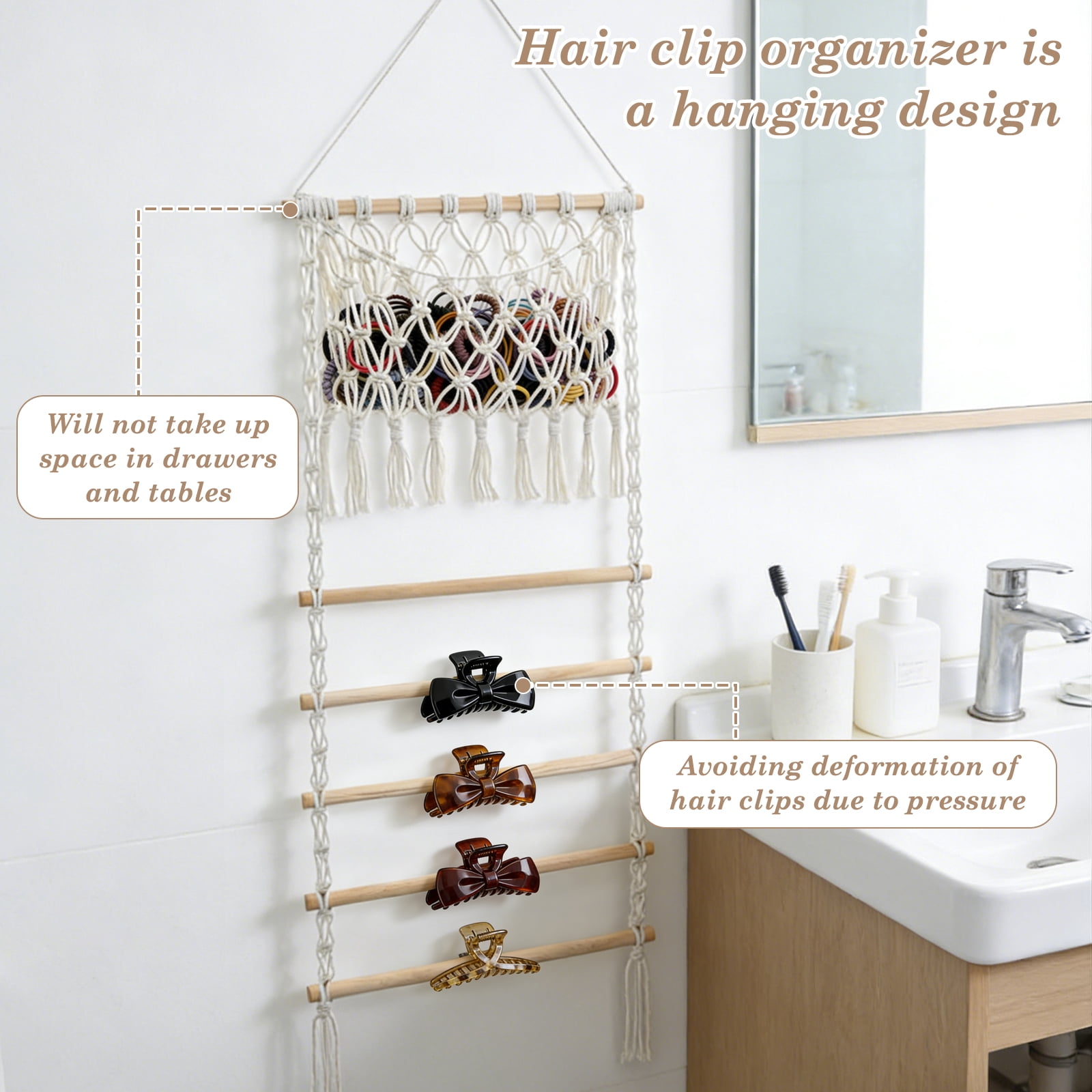 Hair Claw Clip Holder Wall Hanging Hair Ties Organizer Decorative Bow Organizer Practical Accessories Storage for Nursery Toddler Girls Room