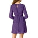 thumbnail image 3 of Vestido de fiesta de mujer Inspire Chic con escote en V, mangas largas, falda acampanada y línea A, talla XS, color púrpura oscuro, 3 of 8