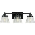 thumbnail image 6 of Hinton Collection Three-Light Matte Black Clear Seeded Glass Farmhouse Bath Vanity Light, 6 of 6