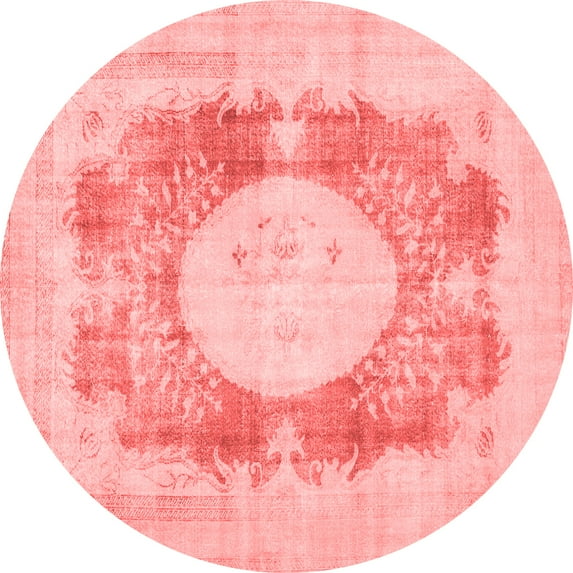 Ahgly Company Indoor Round Medallion Red Traditional Area Rugs, 7' Round