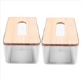 thumbnail image 4 of 2X Soporte de Cubierta de Caja de PañUelos, Dispensador de PañUelos Faciales de Bambú Rectangular Transparente Moderno, 4 of 5