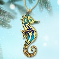 thumbnail image 3 of Seahorse Coastal Christmas Tree Ornament, Handcrafted Wood Holiday Keepsake, 3 of 4
