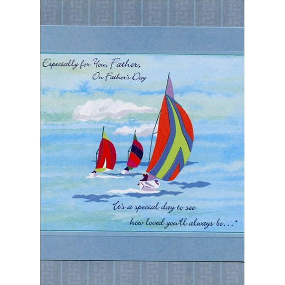 Designer Greetings Three Sailboats with Colorful Sails Father's Day Card for Father