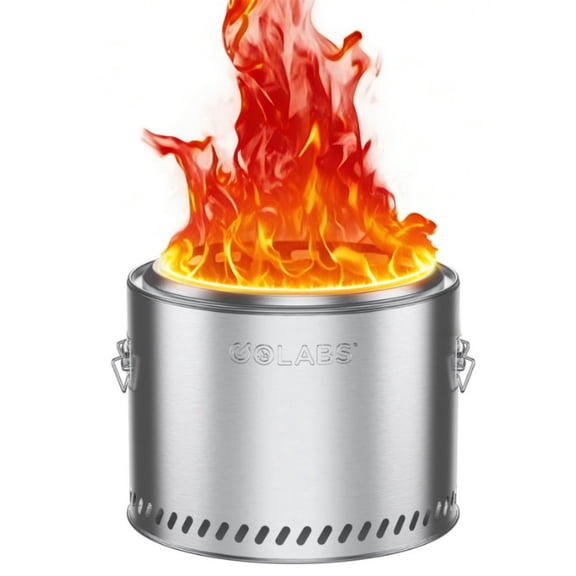Golabs 19.5" Portable Smokeless Fire Pit for Outside, Stainless Steel Outdoor Firepit with Removable Ash Pan & Fire Poker, Carry Bag