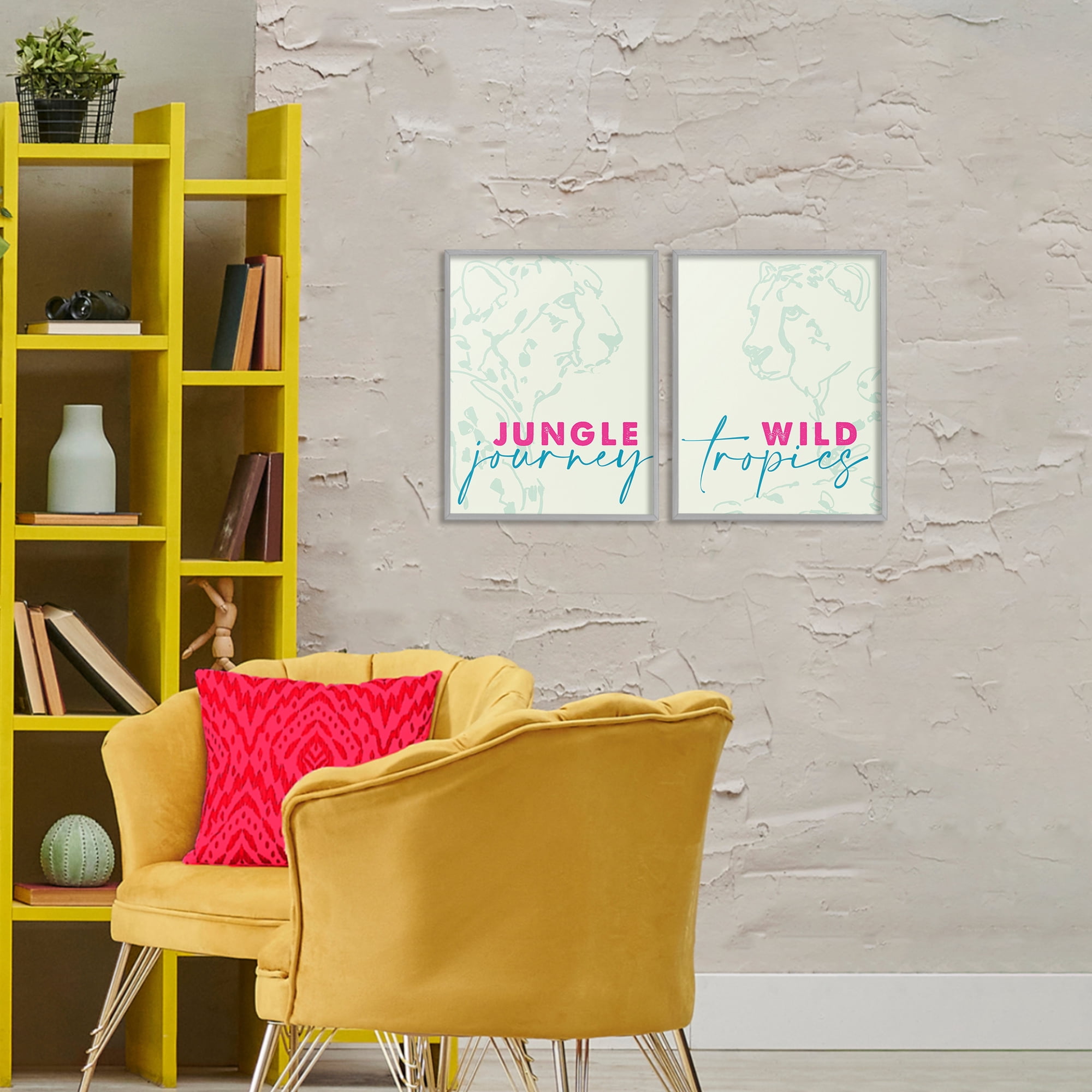 Stupell Industries Wildlife Phrases Cheetahs 2 Piece Gray Framed Giclee Art Set, design by Lanie Loreth