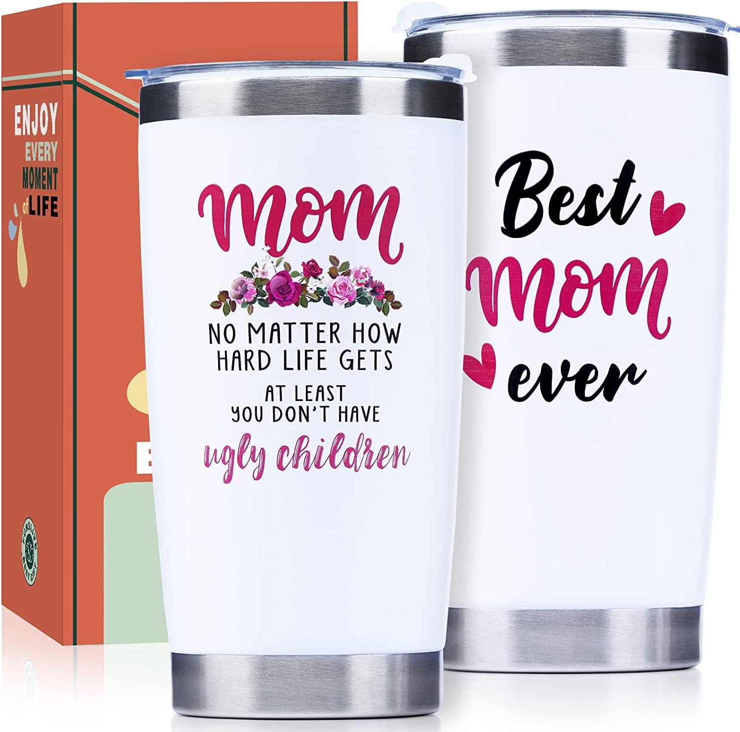 Gifts For Mom From Daughter, Son - 20 OZ Tumbler Christmas Gifts Mom Gifts  For Mom, Mother-in-Law, Wife, Women - Best Mom Ever Insulated Cup Funny