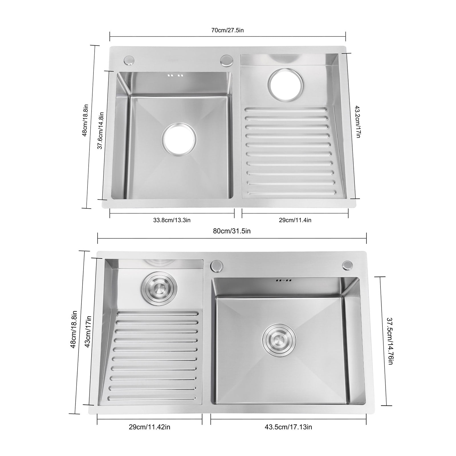 Laundry Sink with Washboard for Laundry Rooms, Utility Rooms, Kitchens, Balconies, or Outdoor Use