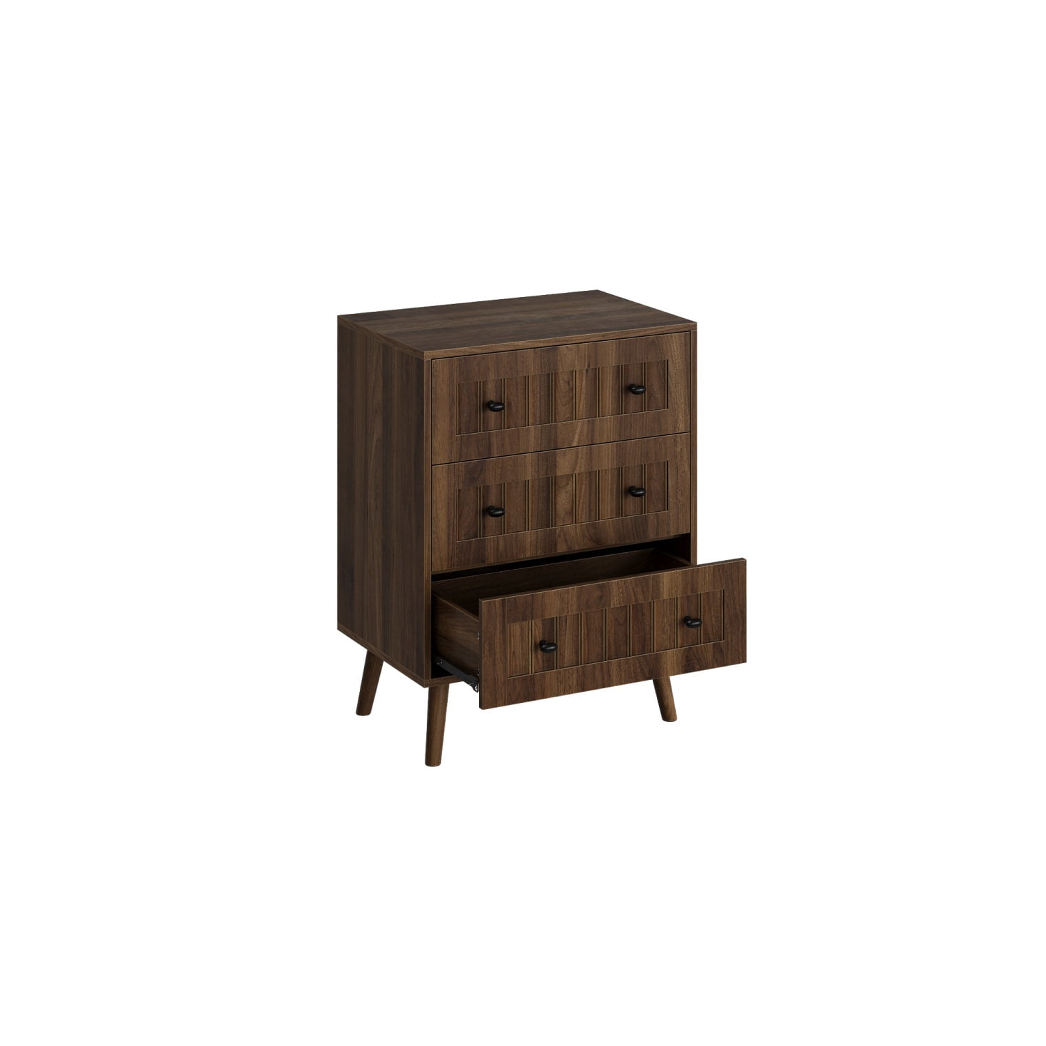 Hommoo Modern 3-Drawer Dresser, Wooden Dresser Storage Cabinet Chest of Drawers, for Living Room, Bedroom, Walnut