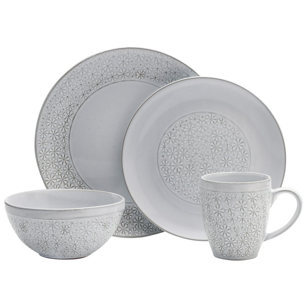 Pfaltzgraff Blossom White Stoneware 16piece Dinnerware Set Walmart