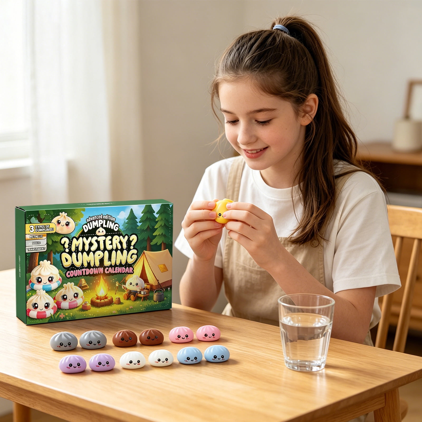 Dumpling Mystery Advent Countdown Calendar, 24-Day Dumpling Squishies Countdown Calendar, Mystery Dumpling Decompression Countdown Calendar