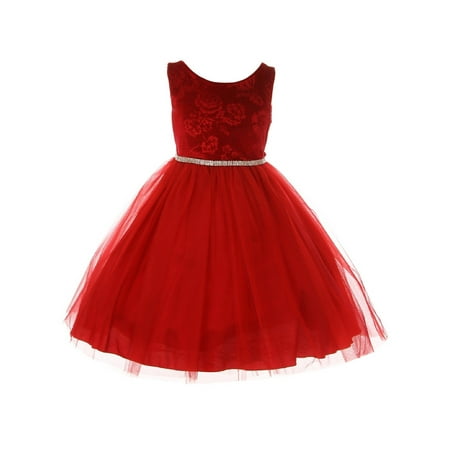 Kids Dream Girls Red Velvet Tulle Rhinestone Christmas Dress - Walmart.com