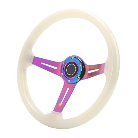 Drifting Steering Wheel, Steel Luminous Steering Wheel Universal Night Green 334mm For UTV For Racing For Go Kart