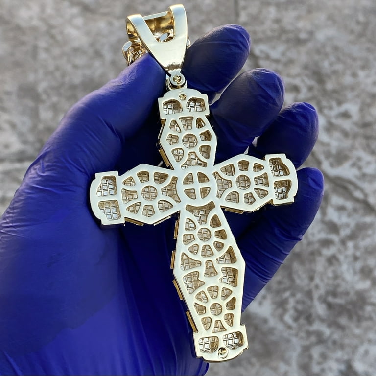 Hip Hop Punk Cross Necklace - Large Gold Rhinestone Pendant On Rope Chain For Men & Women 4 thumbnail image