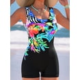 thumbnail image 6 of Women's Halter Athletic Tank Top, Tropical Palm Tree Print Side Drawstring Sleeveless Slimming Quick Dry Workout Vest, Stretch UV Protection Summer Beach Casual Fitness Top, 6 of 6