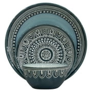 Better Homes & Gardens Teal Medallion 12-Piece Dinnerware Set