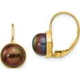 thumbnail image 1 of 14K Yellow Gold 6-7mm Black Button Freshwater Cultured Pearl Leverback Earrings (16 X 8) Made In Canada xf326e, 1 of 5