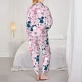 thumbnail image 3 of Pajama Sets for Women 2 Pcs, Abstract Pink Cute Poodle Dog Button Down Long Sleeve Sleepwear Lounge PJ Sets, 3 of 6
