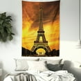 thumbnail image 3 of Eiffel Tower Tapestry, Paris Love City Monument In Dramatic Sunrise Picture of French Landmark, Wall Hanging for Bedroom Living Room Dorm Decor, 60W X 80L Inches, Yellow Brown, by Ambesonne, 3 of 5