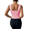 thumbnail image 2 of Women'S Sleeveless Skinny Basic Strappy Crop Tank Tops 2025 Pink L, 2 of 7
